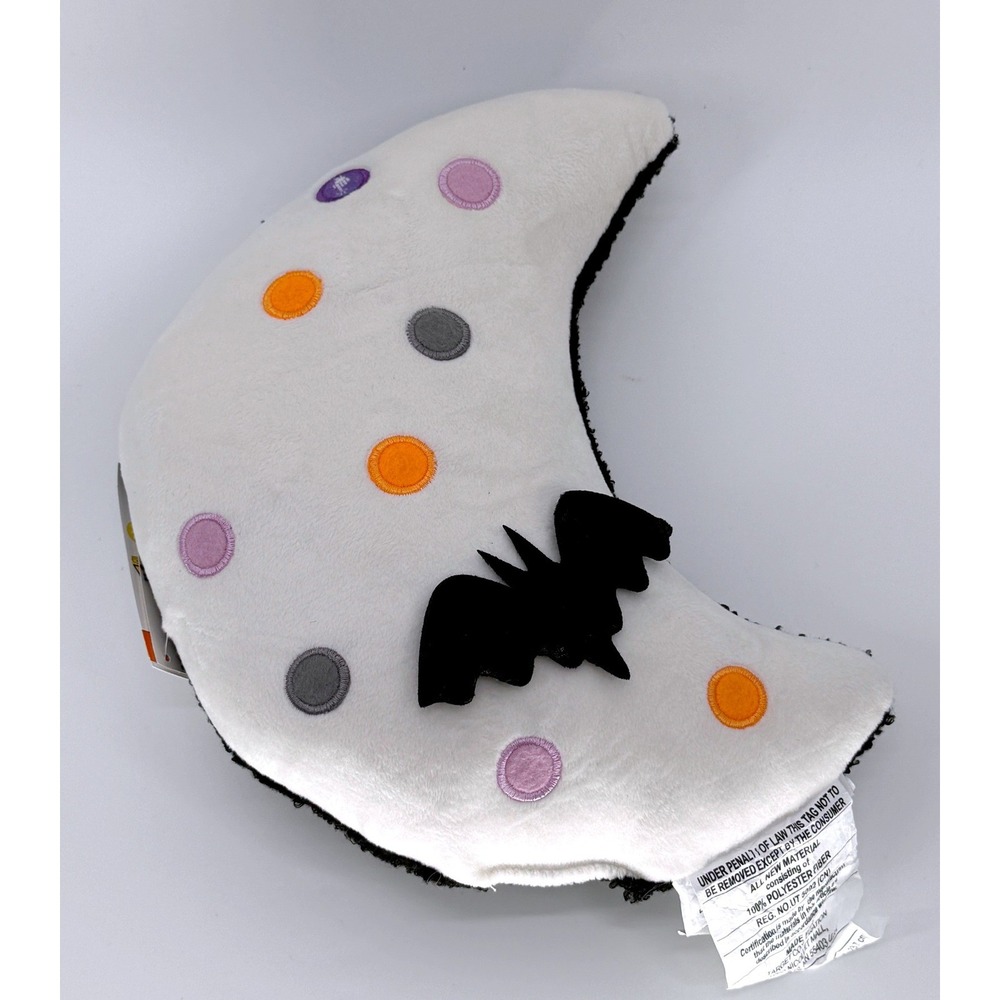 Target Halloween Light Up Moon Bat Polka Dot Plush Pillow Black White